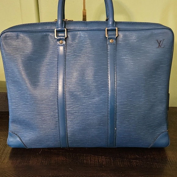 Louis Vuitton Epi Porte Documents Voyager Work Bag Beautiful Teal Leather - Picture 6 of 16